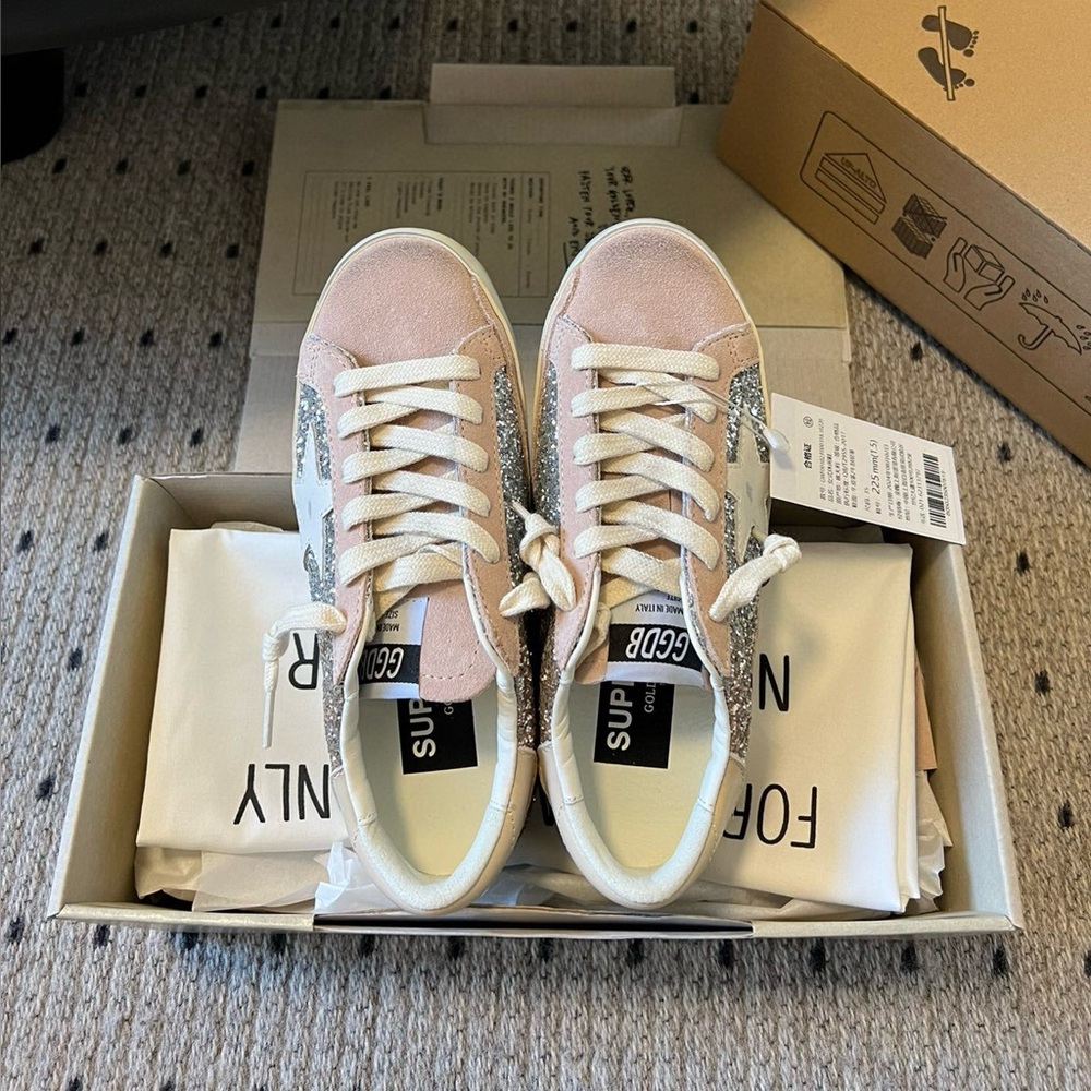 Golden Goose silver sequin flat shoes board shoes - Picture 4 of 7